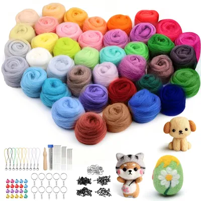 Nadelfilz Starterset 40 Farben, 120 g Wolle für DIY
