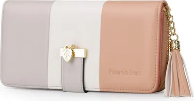 Obrázek produktu pro Dámská peněženka vícebarevná pruhovaná peněženka RFID NFC blocker multifunkční s mnoha přihrádkami
