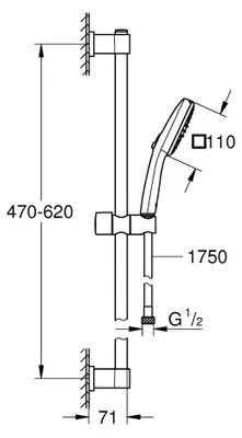 Image de GROHE Vitalio Comfort 110 Ensemble de douche 2 jets avec barre 26398001