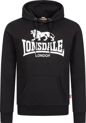 A black Lonsdale hoodie with a white logo.