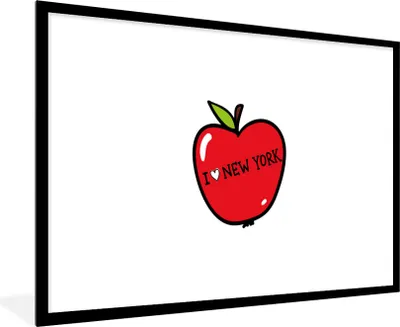 Produktbild von MuchoWow® MuchoWow® Gerahmtes Poster New York - Apfel - Rot 90x60 cm - Poster mit zchwarzem Bilderrahmen - Wanddekoration - Fotos