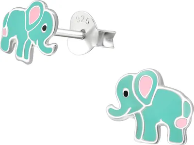 Produktbild von Kinder Ohrringe Ohrstecker 925 Sterling Silber mit Elefant in türkis