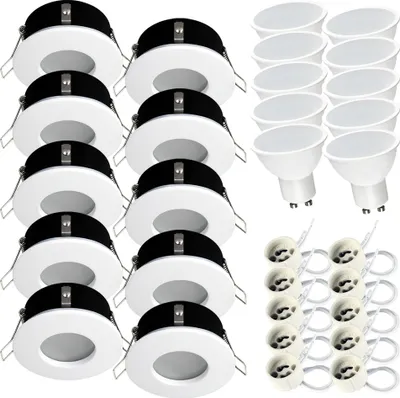 Produktbild von 10x Einbauspot SET LED 230V IP44 RIK.5 weiss GU10 4W neutralweiss