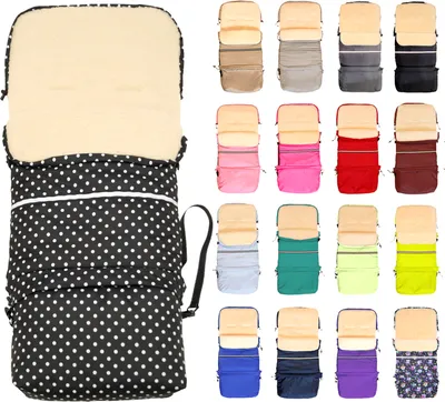 Produktbild von Baby-Joy Fußsack FINN XXL -110cm- Kinderwagen Winterfußsack Thermofußsack Buggy Winter Universal Winterfußsack für Kinderwagen und Buggy - Farbe: 55 Schwarz-Weiss Punkte