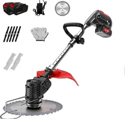 Immagine prodotto di Tosaerba a batteria – 2 batterie – Elettrico – Professionale – Tosaerba – Rosso – Altezza di taglio regolabile – Senza fili – Tosaerba – Giardino – 100–135 cm – Lama – Lama di taglio – Tagliabordi