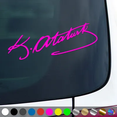 Produktbild von PantherPixel Atatürk Aufkleber Mustafa Kemal Türkei Imza Sticker Auto Geschenkidee Farbe Neon-Pink