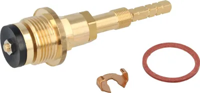 A plumbing valve part and associated components are shown against a white background.
