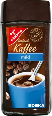 Produktbild von Gut & Günstig Gold löslicher Instant Kaffee mild (200g Packung) + usy Block