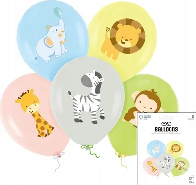 Obrázek produktu pro Sada Balónků S Potiskem Zvířat Ze Zoo Narozeninová Dekorace 6Ks