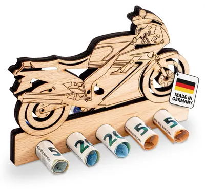 Produktbild von Motorradrennmaschine Geldgeschenk Holz