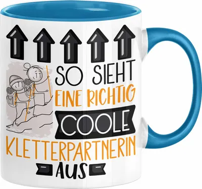 Produktbild von Kletterpartnerin Geschenk Tasse Lustig Geschenkidee für Kletterpartnerin Geburtstag So Sieht Eine Richtig Coole Kletterpartnerin Aus Frauen Spruch (Blau)