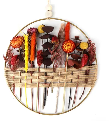 Productafbeelding van Omgoods - Droogbloemenkrans 25 x 25 cm voor Deurdecoratie