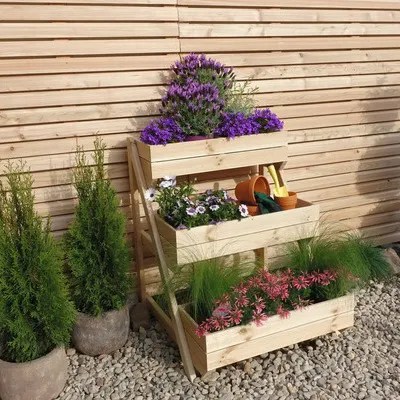 Produktbild von Pflanztreppe mit Kästen aus Holz 80 x 75 x 100 cm creme