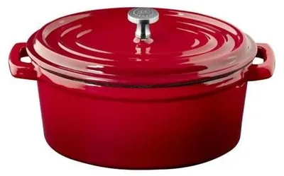 Obrázek produktu pro Mini hrnec s víkem, objem 0,45 l, červený, smaltovaný litinový