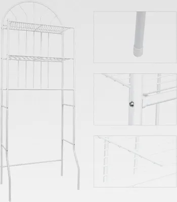 Produktbild von Toilettenregal, Toilettenschüssel-Ablageregal mit 3 Ablageflächen, Vielseitiges Standregal, freistehender WC-Platzsparer, Perfekt für Waschküche, 62 * 34 * 177 cm