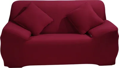 Produktbild von ele ELEOPTION Sofahusse Stretchhusse Sofabezug Polyester Rippstrick (Weinrot, 2 Sitzer für Sofalänge 140-185cm)