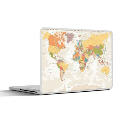 Produktbild von MuchoWow® Laptop Aufkleber Sticker Cover Weltkarte - Retro - Farben - Pädagogisch - Statistisch 30x22 cm - Laptop-Sticker