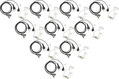 Produktbild von vhbw 10x Headset kompatibel mit Motorola MTP700, HT1250LS, HT1550, HT750, HT1550XLS, MTX8250, MTP810 EX Funkgerät - schwarz, Akustikschlauch