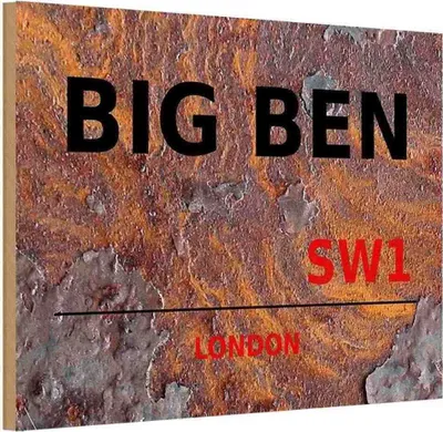 Produktbild von vianmo Holzschild 20x30 cm Street Big Ben SW1 England
