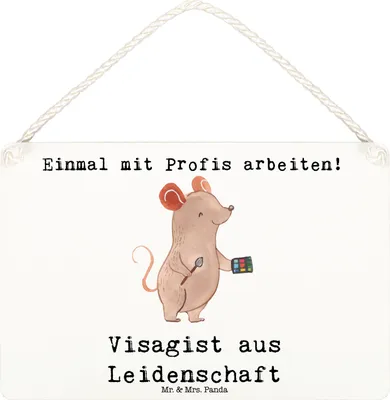 Produktbild von Mr. & Mrs. Panda holzbild Visagist Leidenschaft DIN A6 - Weiß - Geschenk, Spruch, wandtafel, Kosmetikstudio, Ausbildung, Schild, Kosmetiker, Holzschild, Wandbild Holz