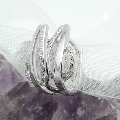 Produktbild von Creole 18x9mm Klappscharnier Zirkonias matt-glänzend rhodiniert Silber 925