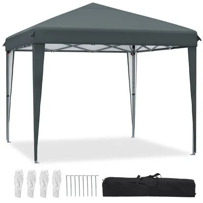 Produktbild von Balconera 3x3m Pop Up Pavillion, UV-Schutz 50+ Wasserdicht Gartenzelt Gartenpavillon mit Aufbewahrungstasche für Hochzeiten, Campin, Grau
