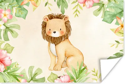 Produktbild von MuchoWow® Poster Löwe - Dschungel - Aquarell 180x120 cm - Fotoplakat