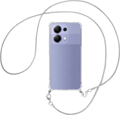 Produktbild von Handykette Backcover-Schutzhülle mit Band (Metall silberfarben) für Xiaomi Redmi Note 13 4G - silberfarbene Snake-Kette