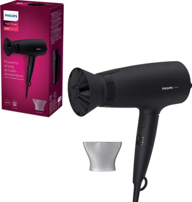 Produktbild von Philips 3000 series BHD308/10 Haartrockner, Gleichstrom, Schwarz, Hängender Ring, 1,8 m, 1600 W, 220-240 V