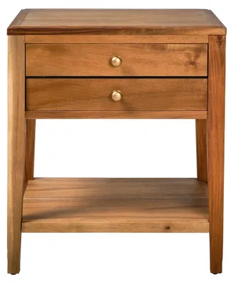 Immagine prodotto di Calicosy - Comodino con 2 cassetti in legno massello invecchiato - PIERRE