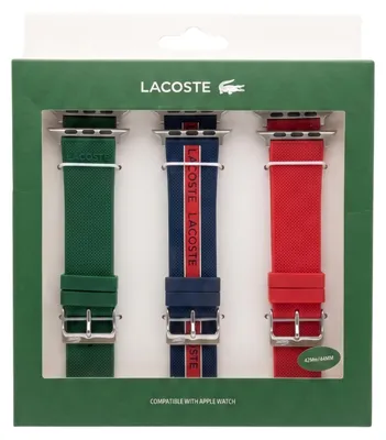 Image de Bracelet en silicone Lacoste pour Apple Watch 42/44 mm, lot de 3