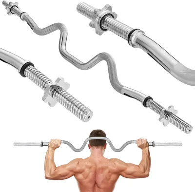 Produktbild von Gymtek Curlstange, Langhantelstange - 120 cm Länge, Ø 24 mm - Belastbar Hantelstange, Hantelstangen, Hanteln, Hantel Stange für Home Gym, Workout