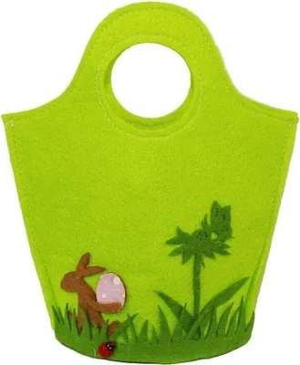 Produktbild von HAAC Deko Filztasche Filzkorb Ostern Osterkorb mit Hase und Henkel 22 cm x 20 cm