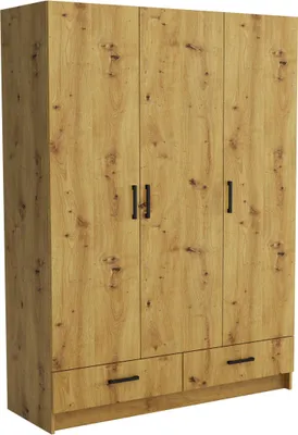 Produktbild von Masseno Drehtürenschrank PINELLO 144/200/50 cm 3-türig Schlafzimmer Schrank Kleiderschrank Weiß