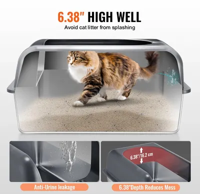 Produktbild von Katzenstreu - Katzenstreu - Katzenkörbe - Katzenkörbe - 6 cm tief - Katzenklo aus Edelstahl