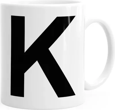Produktbild von Kaffee-Tasse Buchstaben Buchstabe Arial Bold glänzend Kaffeetasse Teetasse Keramiktasse MoonWorks® K weiß unisize