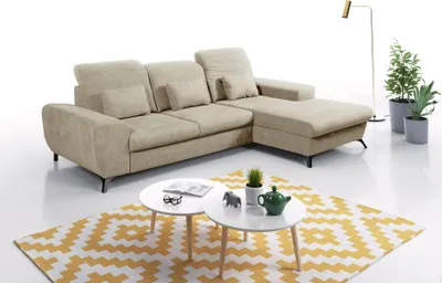 Produktbild von Masseno Ecksofa LUCE R-S mit Schlaffunktion L-Form, Sofa mit Bettkasten, Wohnzimmersofa, Couch, Soffa, Bettsofa, Couchgarnitur- Beige, AVRA 02
