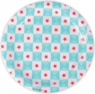 Obrázok produktu pre 8 papierových tanierov - modrá geometria hviezd