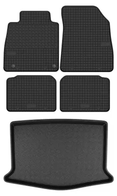 Produktbild von Gummimatten + Kofferraumwanne für Nissan Micra K14 2017- (Schrägheck, Standard-Kofferraum) – Schwarz, passgenau – Wielganizator