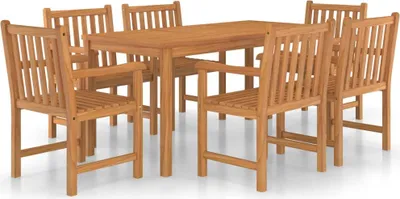 Productafbeelding van vidaXL 7-delige tuinset voor buiten, 160 x 80 cm, massief teakhout