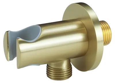 Produktbild von Avapax | Anschlusswinkel Mit Halterung - Gold Gebürstet - Messing - Rund - Apro 121211