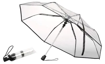 Produktbild von Transparenter Regenschirm: Stabiler Automatik-Taschenschirm mit transparentem Dach, Ø 100 cm