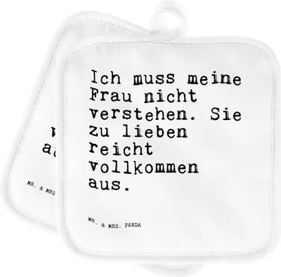 Produktbild von Mr. & Mrs. Panda 2er Set Topflappen  Ich muss meine Frau... - Weiß - Geschenk, Freundin, Sprüche, Freund, Frau, Ofenlappen, Hochzeitstag, Familie, topfhalter