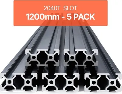 Obrázek produktu pro sada 5 hliníkových profilů 1200 mm T-drážka 2040 - extrudovaný hliníkový profil, eloxovaná lineární lišta, standardní drážkový profil - pro 3D tiskárny, CNC stroje a laserové gravírování pro kutily, černá barva