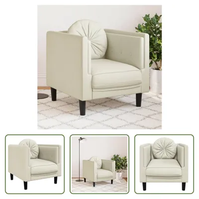 Immagine prodotto di The Living Store poltrona con cuscino in velluto crema