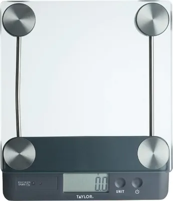 Produktbild von Taylor TYPSCALE13HP Elektronische KÃ1/4chenwaage mit LCD-Infodisplay, Messbereich bis 14 kg, Glas-Wiegeschale, Zuwiegefunktion