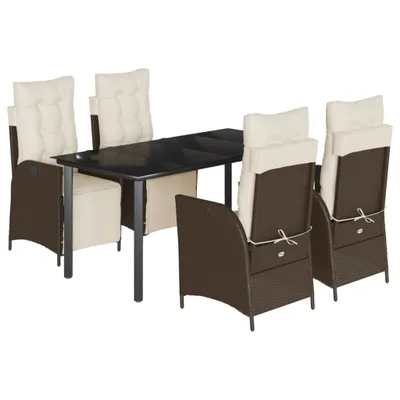 Produktbild von vidaXL 5-tlg. Garten-Essgruppe mit Kissen Braun Poly Rattan