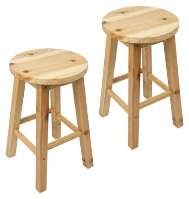 Produktbild von BEGRYF 2er Set Holzhocker aus Kiefer rund Natur 28 x 28 x 46 cm