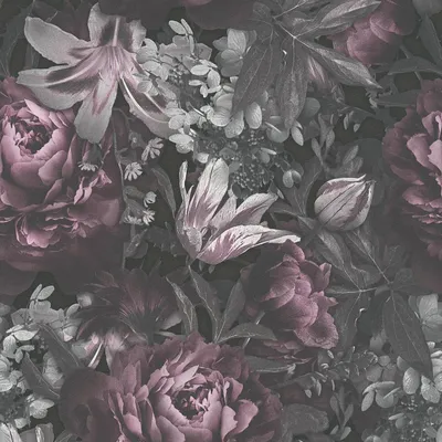Produktbild von Profhome 385093-GU Blumen Tapete Floral matt rosa grau schwarz 5,33 m2