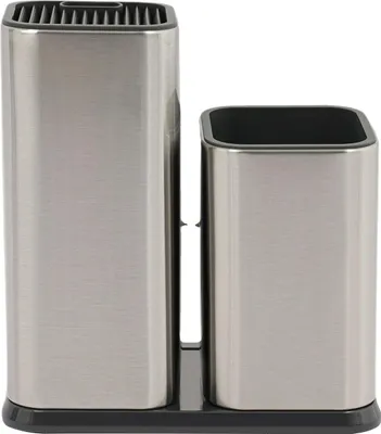Image de Porte-couteaux, acier inoxydable, rangement organisé, argent